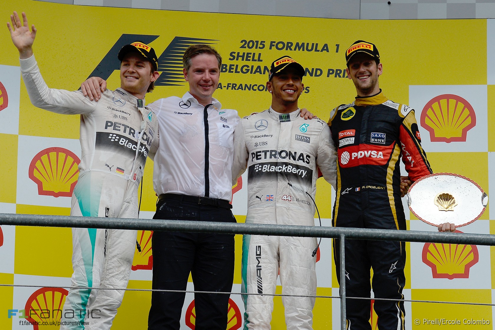 Nico Rosberg, Lewis Hamilton, Romain Grosjean, Spa-Francorchamps, 2015
