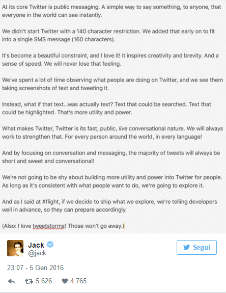 twitter cambia lunghezza dei caratteri