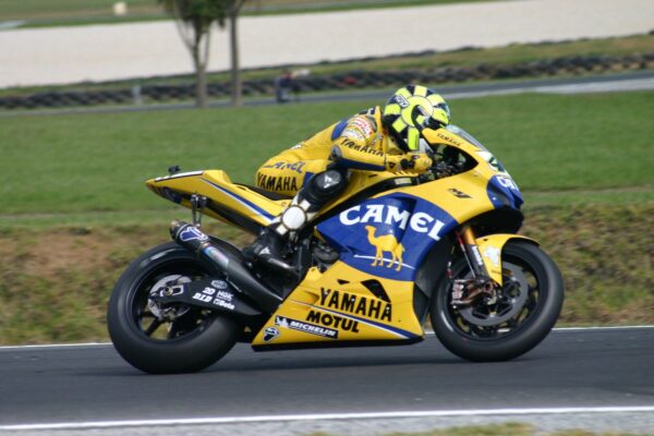 Valentino Rossi on the Camel-liveried Yamaha